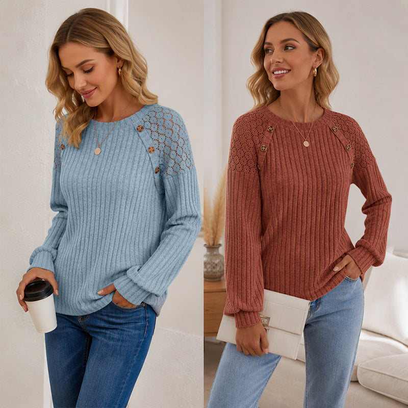 📢🎉50%Rabatt!!!🛍️✨Legeres geripptes Langarmshirt für Damen