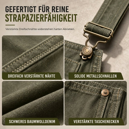 📢🎉50%Rabatt!!!🛍️✨Schwere Baumwolloveralls für Herren, Relaxed Fit, gerades Bein, Utility-Latzhosen mit mehreren Taschen