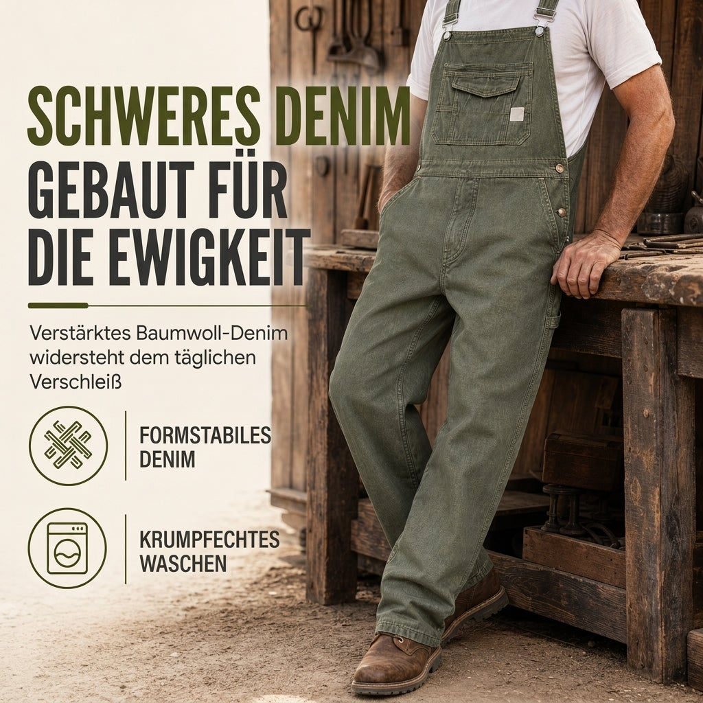 📢🎉50%Rabatt!!!🛍️✨Schwere Baumwolloveralls für Herren, Relaxed Fit, gerades Bein, Utility-Latzhosen mit mehreren Taschen
