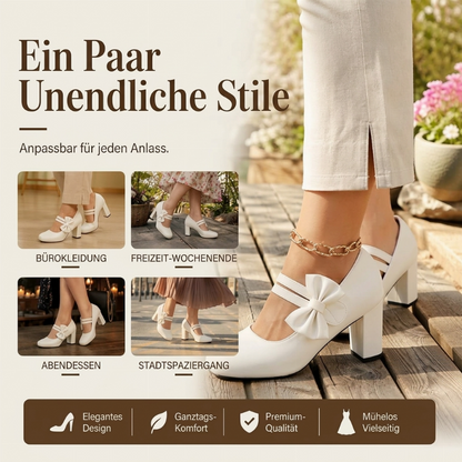 🚨 Eilmeldung: 50% endet heute Nacht! Elegante Damenschuhe mit Blockabsatz und Schleifenriemen