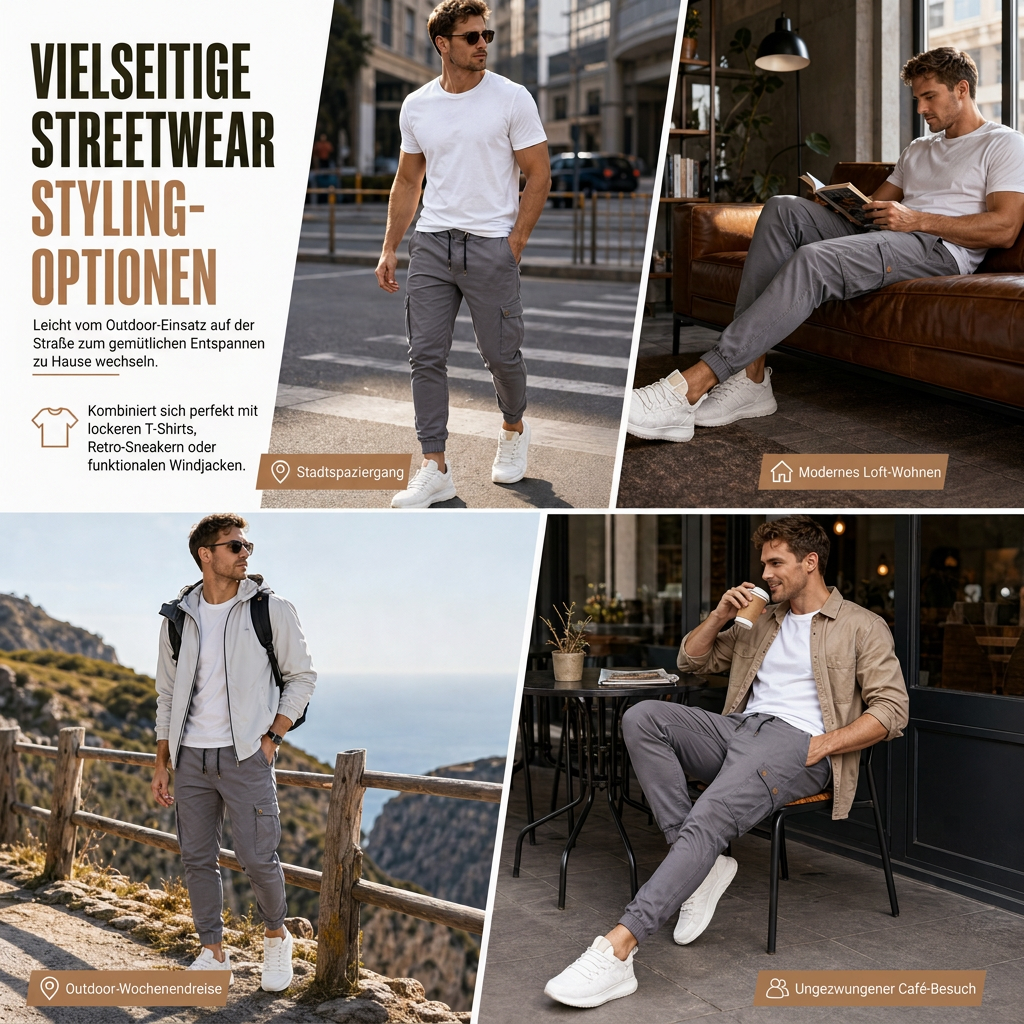 🙌 50% Wiederkaufquote – Qualität überzeugt! Cargo-Jogginghose für Herren, unifarben, im lässigen Stil