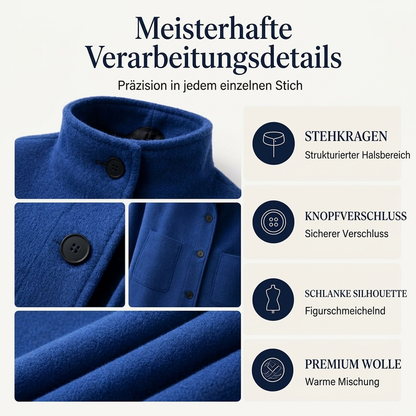 🍂 Klassisch & warm – Vintage-Wollmantel mit Stehkragen – Weicher Wollstoff, eleganter Schnitt & vielseitig kombinierbar