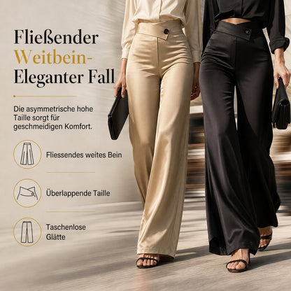 📢🎉50%Rabatt!!!🛍️✨Elegante hoch taillierte Satin-Weithosen mit asymmetrischer Taille
