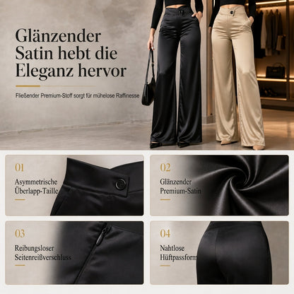📢🎉50%Rabatt!!!🛍️✨Elegante hoch taillierte Satin-Weithosen mit asymmetrischer Taille