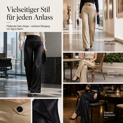 📢🎉50%Rabatt!!!🛍️✨Elegante hoch taillierte Satin-Weithosen mit asymmetrischer Taille