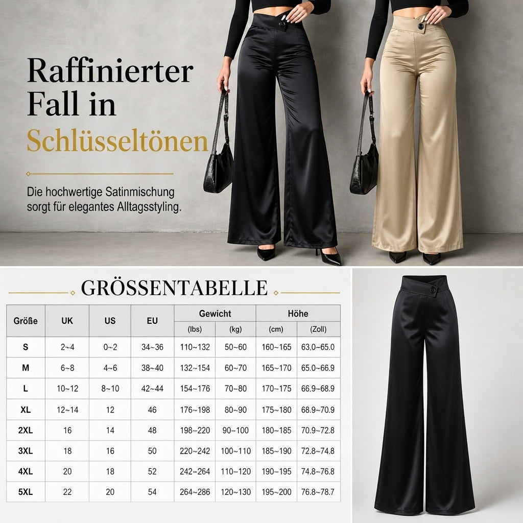 📢🎉50%Rabatt!!!🛍️✨Elegante hoch taillierte Satin-Weithosen mit asymmetrischer Taille