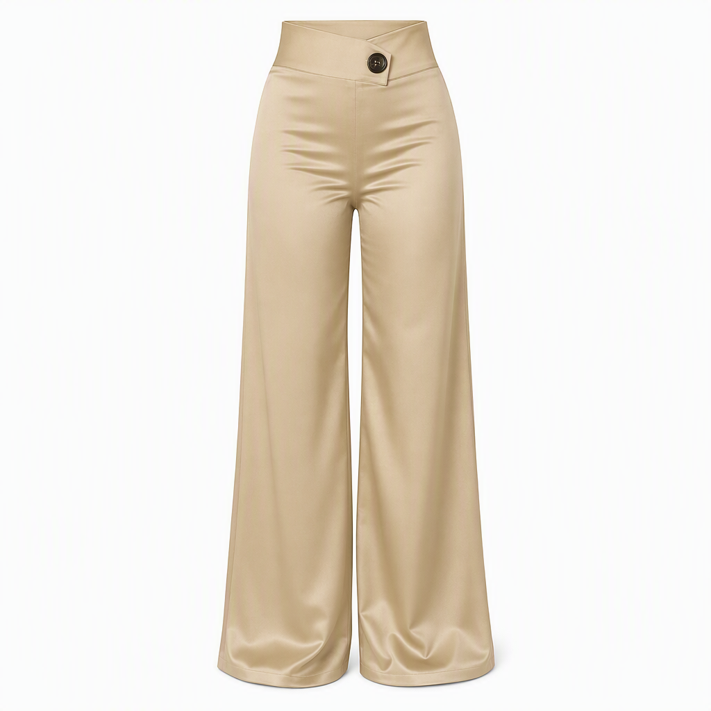 📢🎉50%Rabatt!!!🛍️✨Elegante hoch taillierte Satin-Weithosen mit asymmetrischer Taille