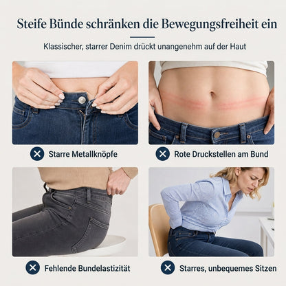 🔥Beliebtes Produkt ！✨Damen-Jeans mit hoher Leibhöhe, Schlupfbund, Slim Fit, Dunkelwaschung und breitem elastischem Bund
