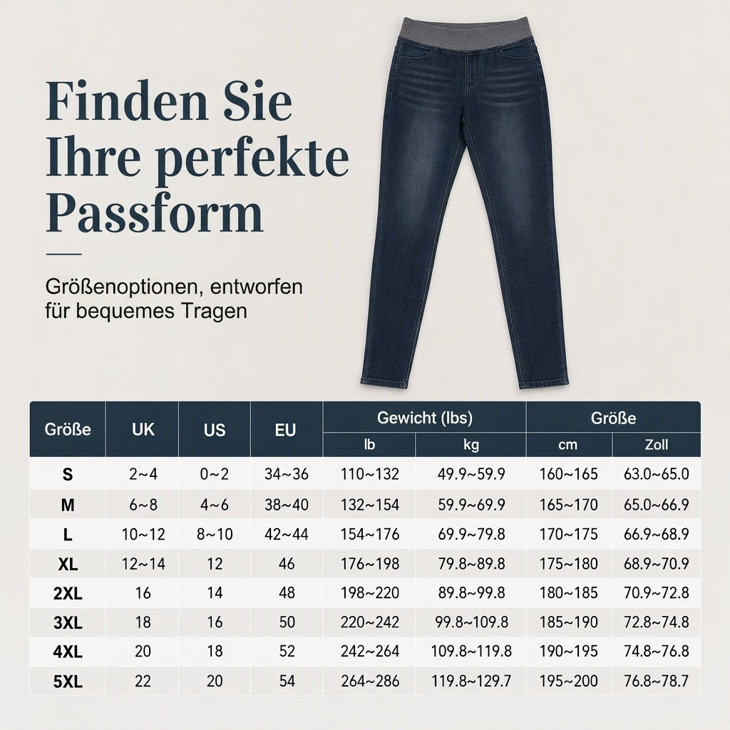 🔥Beliebtes Produkt ！✨Damen-Jeans mit hoher Leibhöhe, Schlupfbund, Slim Fit, Dunkelwaschung und breitem elastischem Bund