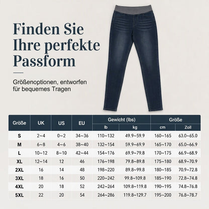 🔥Beliebtes Produkt ！✨Damen-Jeans mit hoher Leibhöhe, Schlupfbund, Slim Fit, Dunkelwaschung und breitem elastischem Bund