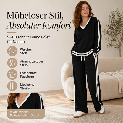 📢🎉50%Rabatt!!!🛍️✨Damen-Set mit V-Ausschnitt-Pullover und Weithosen