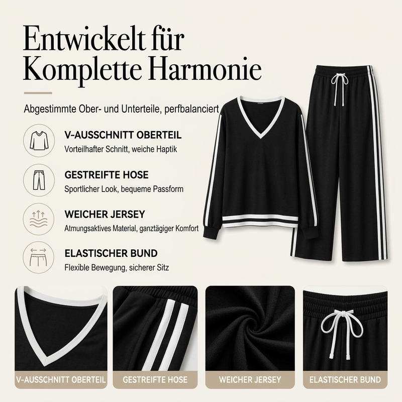 📢🎉50%Rabatt!!!🛍️✨Damen-Set mit V-Ausschnitt-Pullover und Weithosen