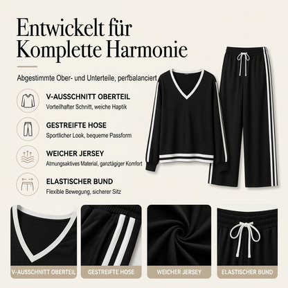 📢🎉50%Rabatt!!!🛍️✨Damen-Set mit V-Ausschnitt-Pullover und Weithosen