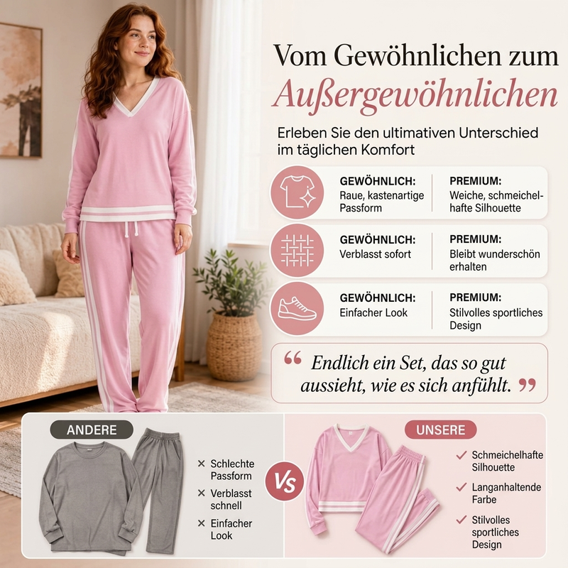 📢🎉50%Rabatt!!!🛍️✨Damen-Set mit V-Ausschnitt-Pullover und Weithosen