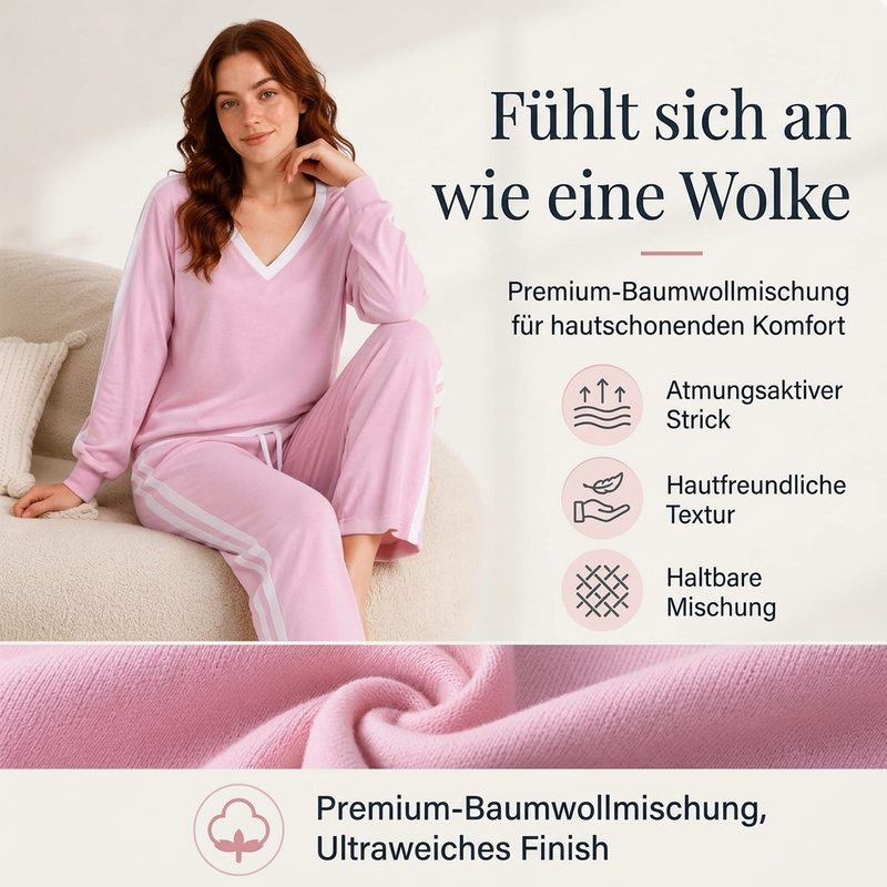 📢🎉50%Rabatt!!!🛍️✨Damen-Set mit V-Ausschnitt-Pullover und Weithosen