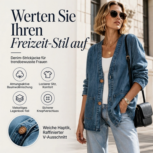 📢🎉50%Rabatt!!!🛍️✨Legere Jeans-Strickjacke mit V-Ausschnitt für Damen