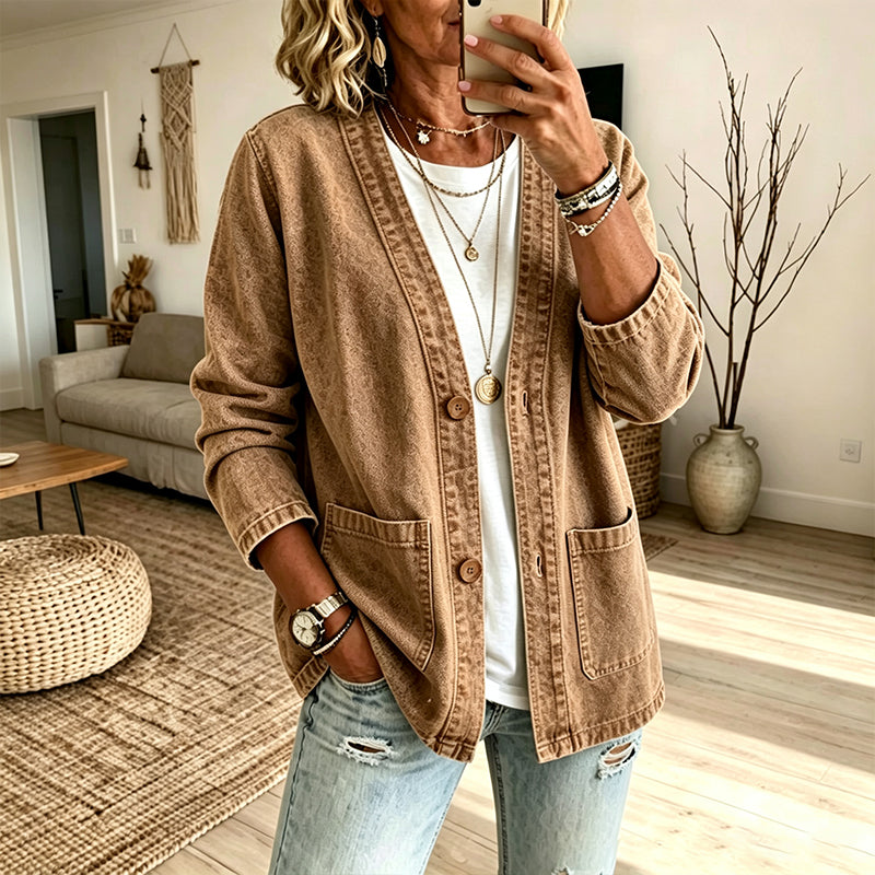 📢🎉50%Rabatt!!!🛍️✨Legere Jeans-Strickjacke mit V-Ausschnitt für Damen