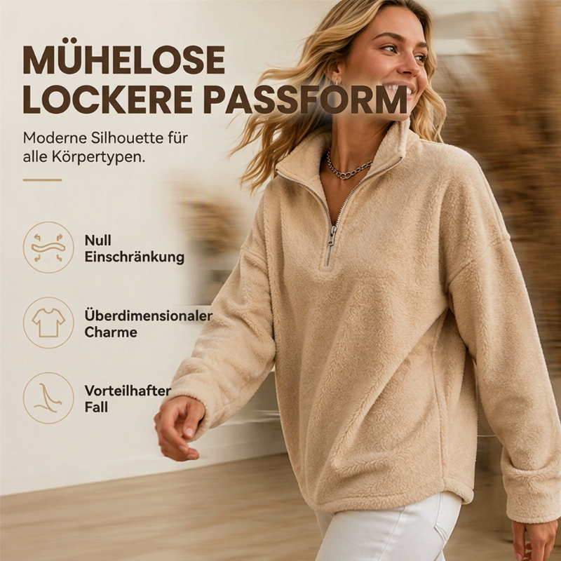 🔥 Beliebtes Produkt ！✨Bequemes, gemütliches Quarter-Zip-Sweatshirt für Damen