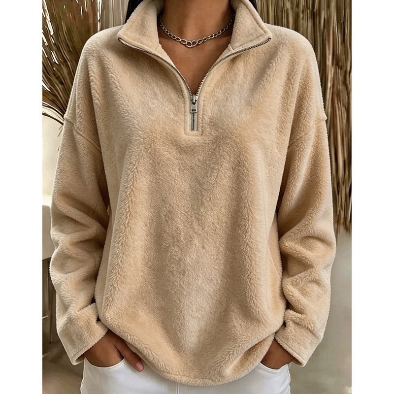 🔥 Beliebtes Produkt ！✨Bequemes, gemütliches Quarter-Zip-Sweatshirt für Damen