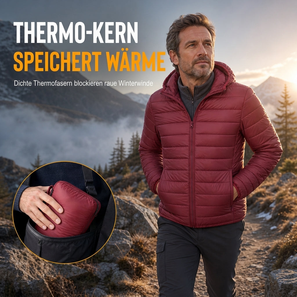 Leichte, gesteppte Herren-Baumwolljacke mit Kapuze, kurz geschnitten, casual, für den Winter, in großen Größen