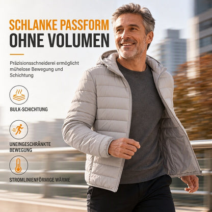 Leichte, gesteppte Herren-Baumwolljacke mit Kapuze, kurz geschnitten, casual, für den Winter, in großen Größen