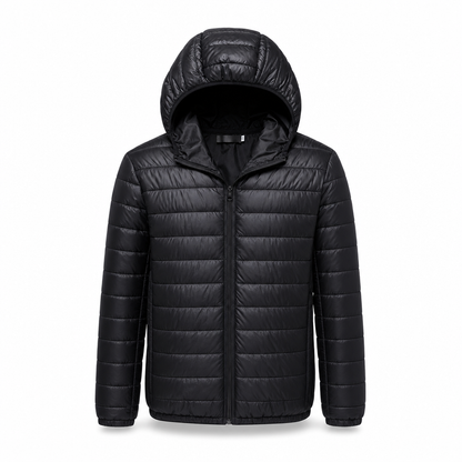 Leichte, gesteppte Herren-Baumwolljacke mit Kapuze, kurz geschnitten, casual, für den Winter, in großen Größen