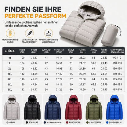 Leichte, gesteppte Herren-Baumwolljacke mit Kapuze, kurz geschnitten, casual, für den Winter, in großen Größen