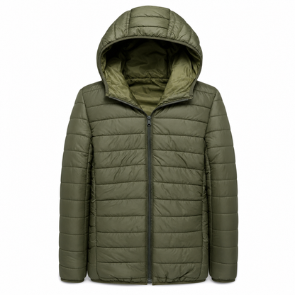 Leichte, gesteppte Herren-Baumwolljacke mit Kapuze, kurz geschnitten, casual, für den Winter, in großen Größen
