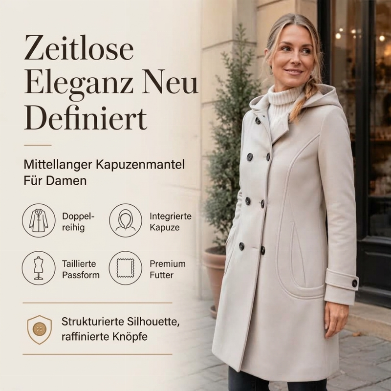 📢🎉50%Rabatt!!!🛍️✨Damen doppelreihiger Kapuzzi-Peat-Mantel