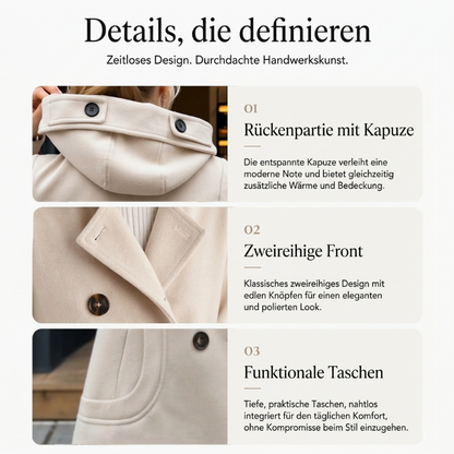 📢🎉50%Rabatt!!!🛍️✨Damen doppelreihiger Kapuzzi-Peat-Mantel
