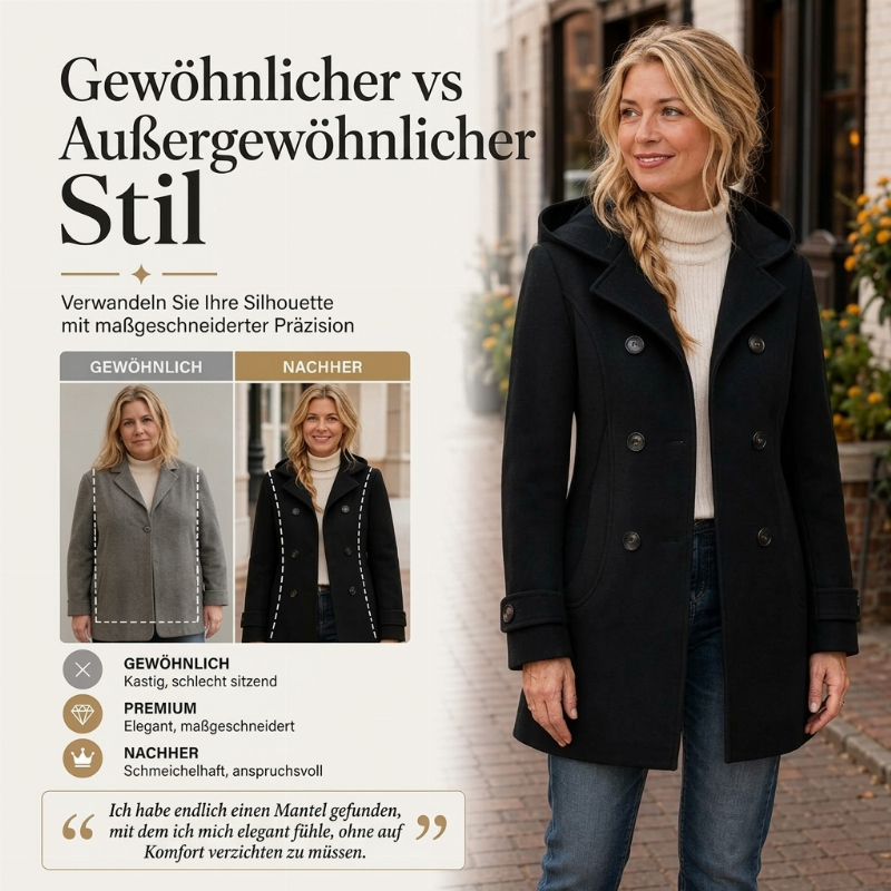 📢🎉50%Rabatt!!!🛍️✨Damen doppelreihiger Kapuzzi-Peat-Mantel