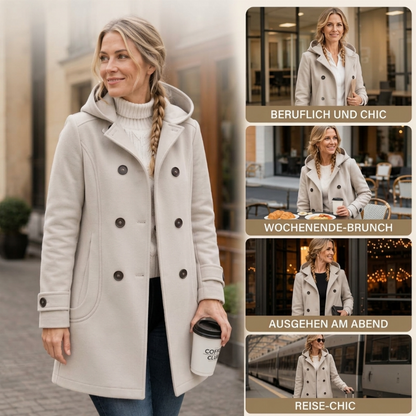 📢🎉50%Rabatt!!!🛍️✨Damen doppelreihiger Kapuzzi-Peat-Mantel