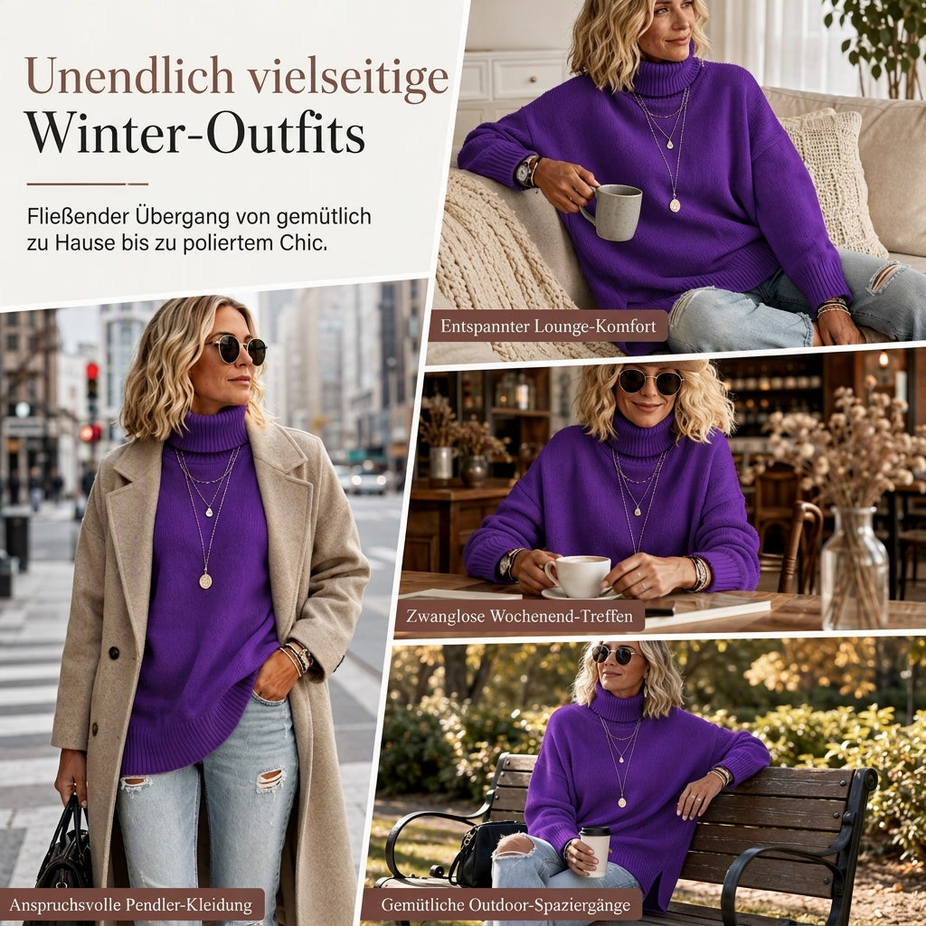📢🎉50%Rabatt!!!🛍️✨Damen Grobstrick-Pullover mit lockerem Schnitt und Rollkragen