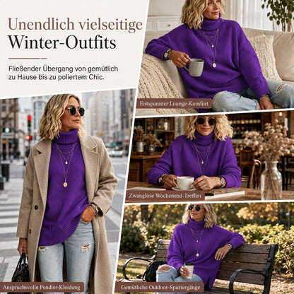 📢🎉50%Rabatt!!!🛍️✨Damen Grobstrick-Pullover mit lockerem Schnitt und Rollkragen