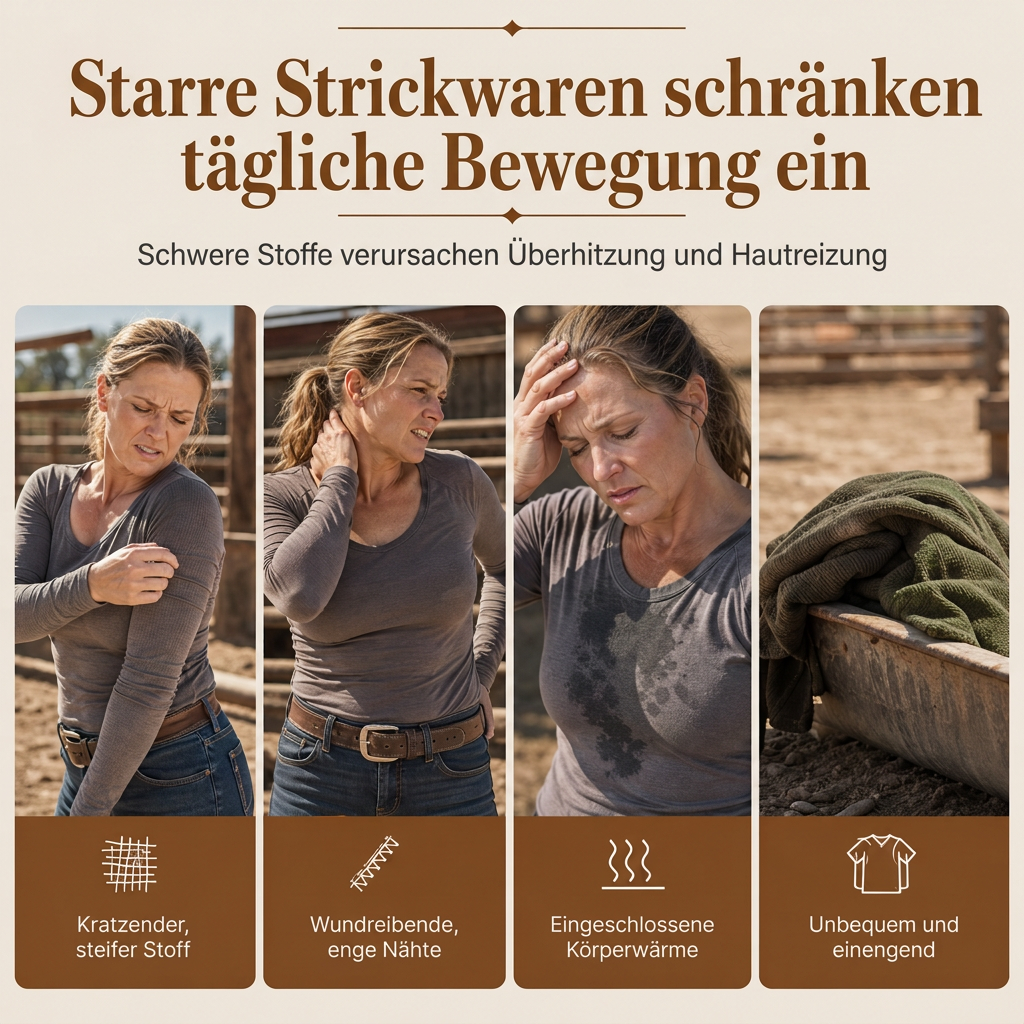 📢🎉50%Rabatt!!!🛍️🤠 Damen Western Ranch-Stil Raglan-Strickoberteil – Strukturiert, bequem & immer passend