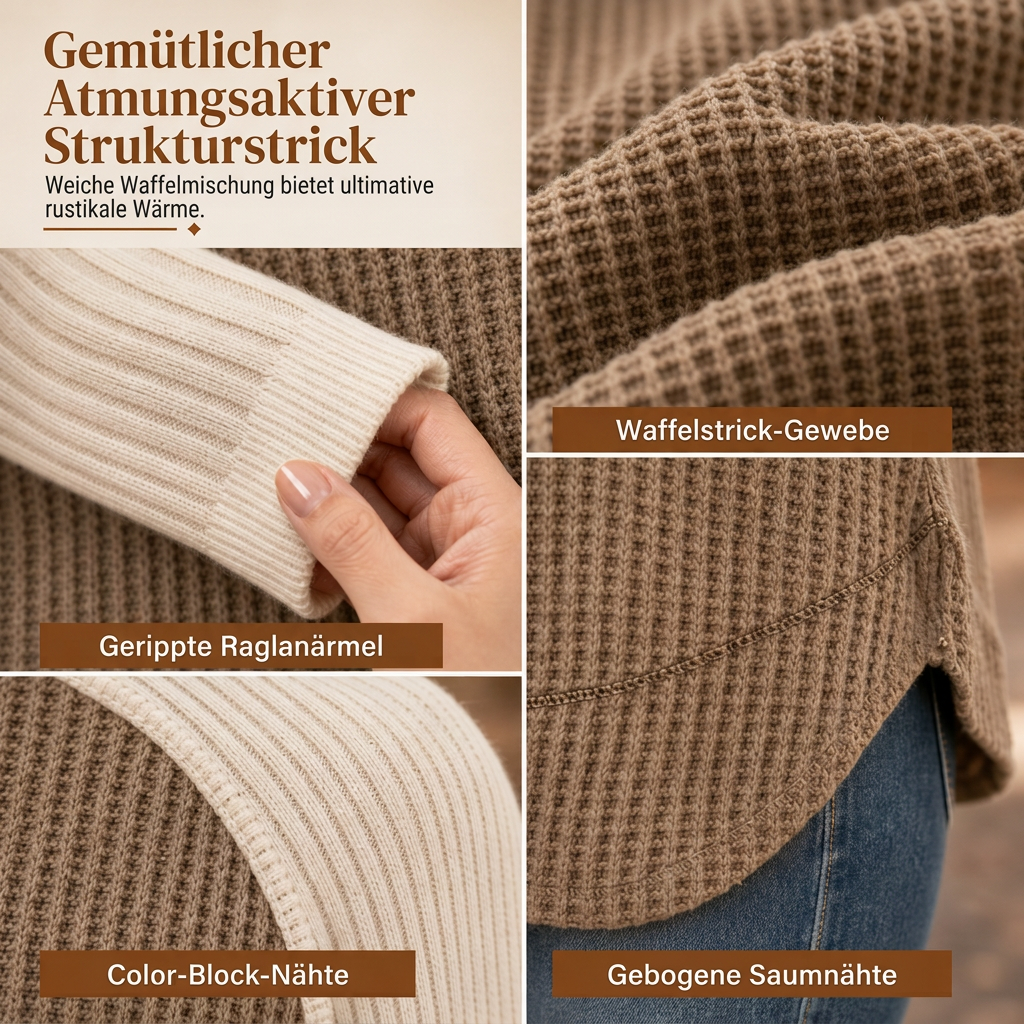 📢🎉50%Rabatt!!!🛍️🤠 Damen Western Ranch-Stil Raglan-Strickoberteil – Strukturiert, bequem & immer passend