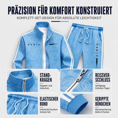 📢🎉50%Rabatt!!!🛍️✨Herren-Set mit geometrischem Muster, Jacke mit durchgehendem Reißverschluss und Hose