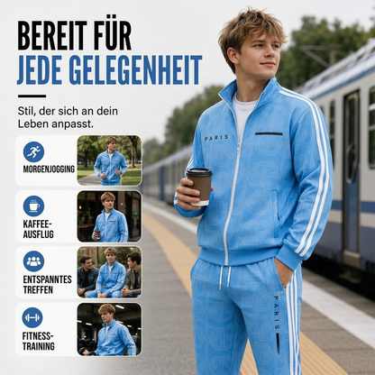 📢🎉50%Rabatt!!!🛍️✨Herren-Set mit geometrischem Muster, Jacke mit durchgehendem Reißverschluss und Hose