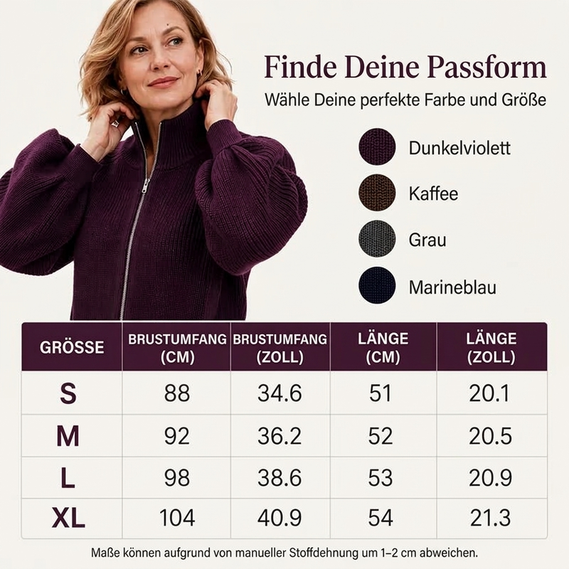 📢🎉50%Rabatt!!!🛍️✨Damen Strickpullover mit Laternenärmeln und Reißverschluss