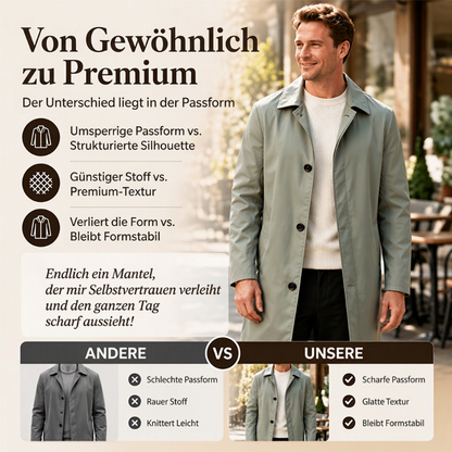 📢🎉50%Rabatt!!!🛍️✨Einfarbiges, einreihiges Mantel in mittlerer Länge für Herren