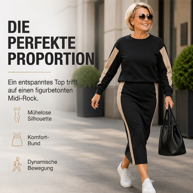 📢🎉50%Rabatt!!!🛍️✨Zweiteiliges Strickset für Damen: Sweatshirt und Midirock