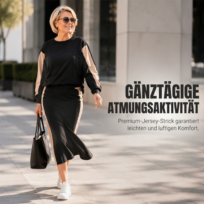 📢🎉50%Rabatt!!!🛍️✨Zweiteiliges Strickset für Damen: Sweatshirt und Midirock