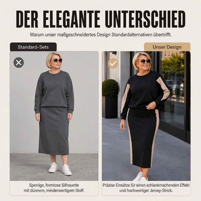📢🎉50%Rabatt!!!🛍️✨Zweiteiliges Strickset für Damen: Sweatshirt und Midirock
