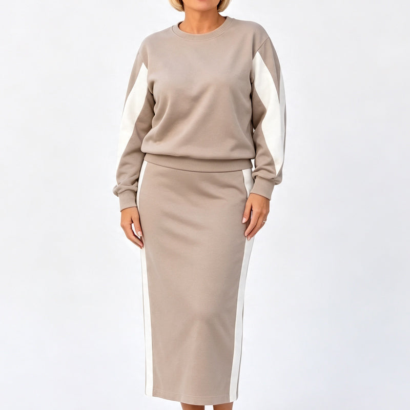 📢🎉50%Rabatt!!!🛍️✨Zweiteiliges Strickset für Damen: Sweatshirt und Midirock