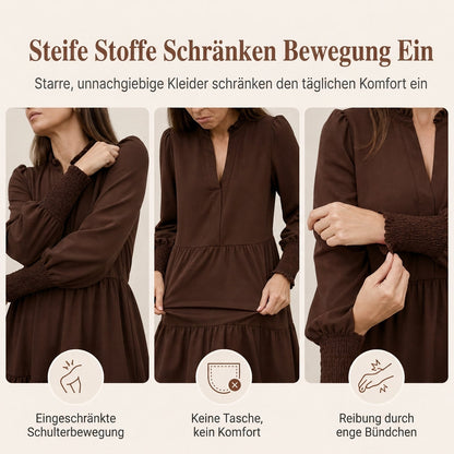 🔥Beliebtes Produkt ！✨Damen V-Ausschnitt gestuftes Rüschen Minikleid