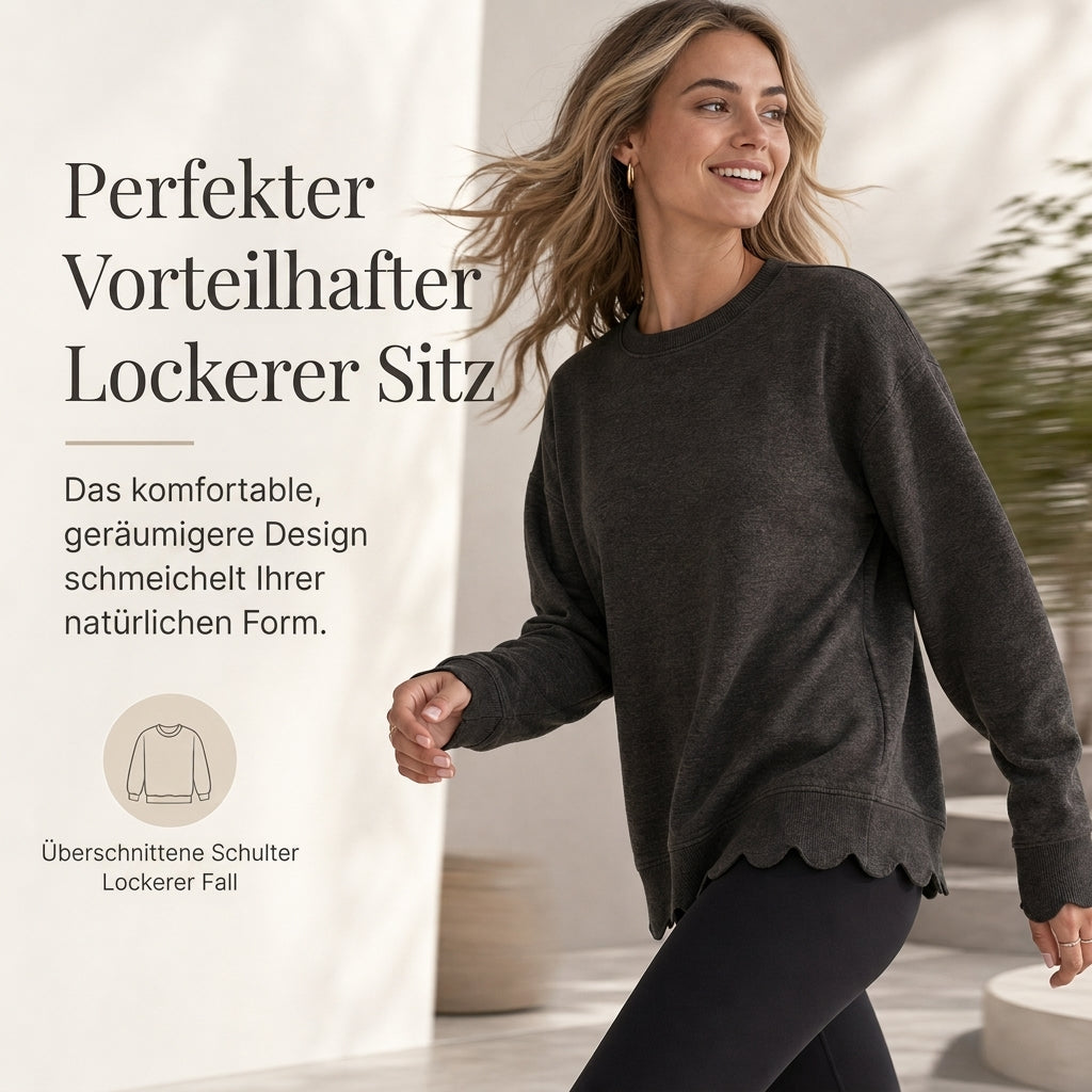 💨 Wer zögert, zahlt mehr – kein Scherz! Damen Sweatshirt mit Muschels-cut Saum und Rundhals