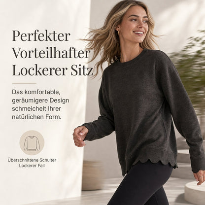 💨 Wer zögert, zahlt mehr – kein Scherz! Damen Sweatshirt mit Muschels-cut Saum und Rundhals