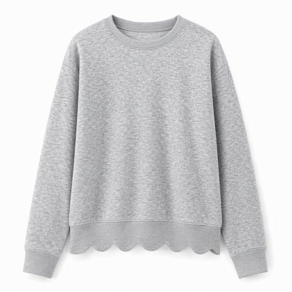 💨 Wer zögert, zahlt mehr – kein Scherz! Damen Sweatshirt mit Muschels-cut Saum und Rundhals