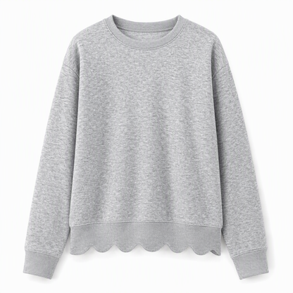 💨 Wer zögert, zahlt mehr – kein Scherz! Damen Sweatshirt mit Muschels-cut Saum und Rundhals