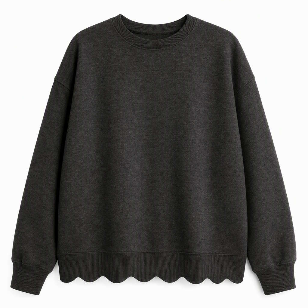 💨 Wer zögert, zahlt mehr – kein Scherz! Damen Sweatshirt mit Muschels-cut Saum und Rundhals